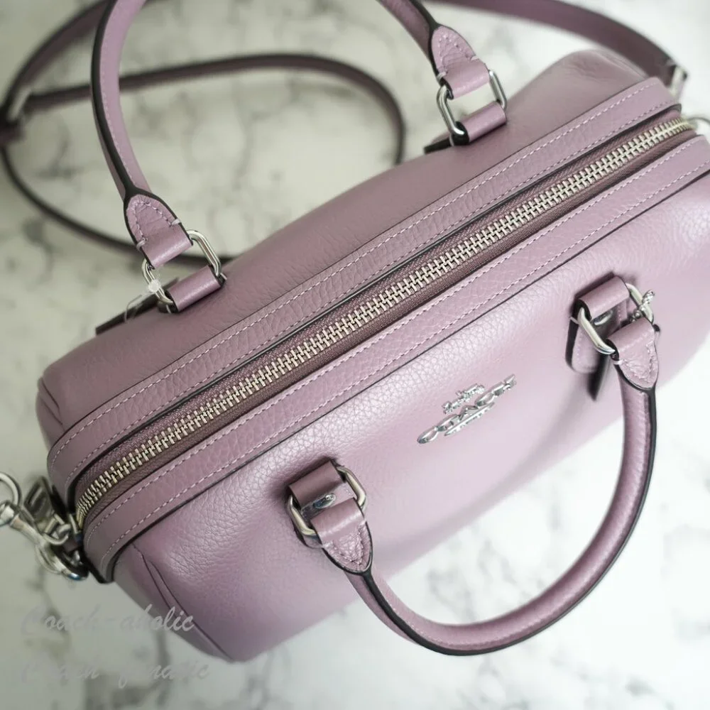 COACH CV962 Rowan Satchel Bag In Refined Pebble Leather Silver/Jasmine NWT